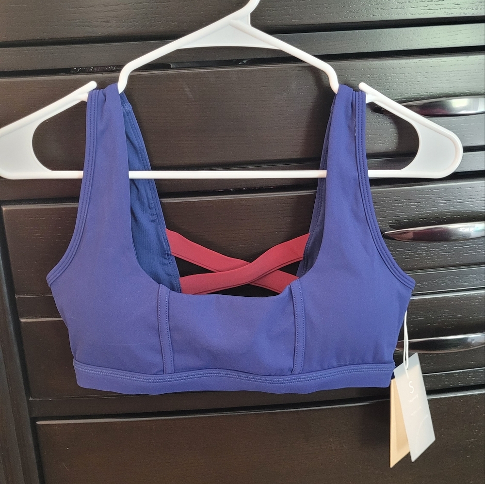 POPFLEX Blue and Red Corset Sports Bra